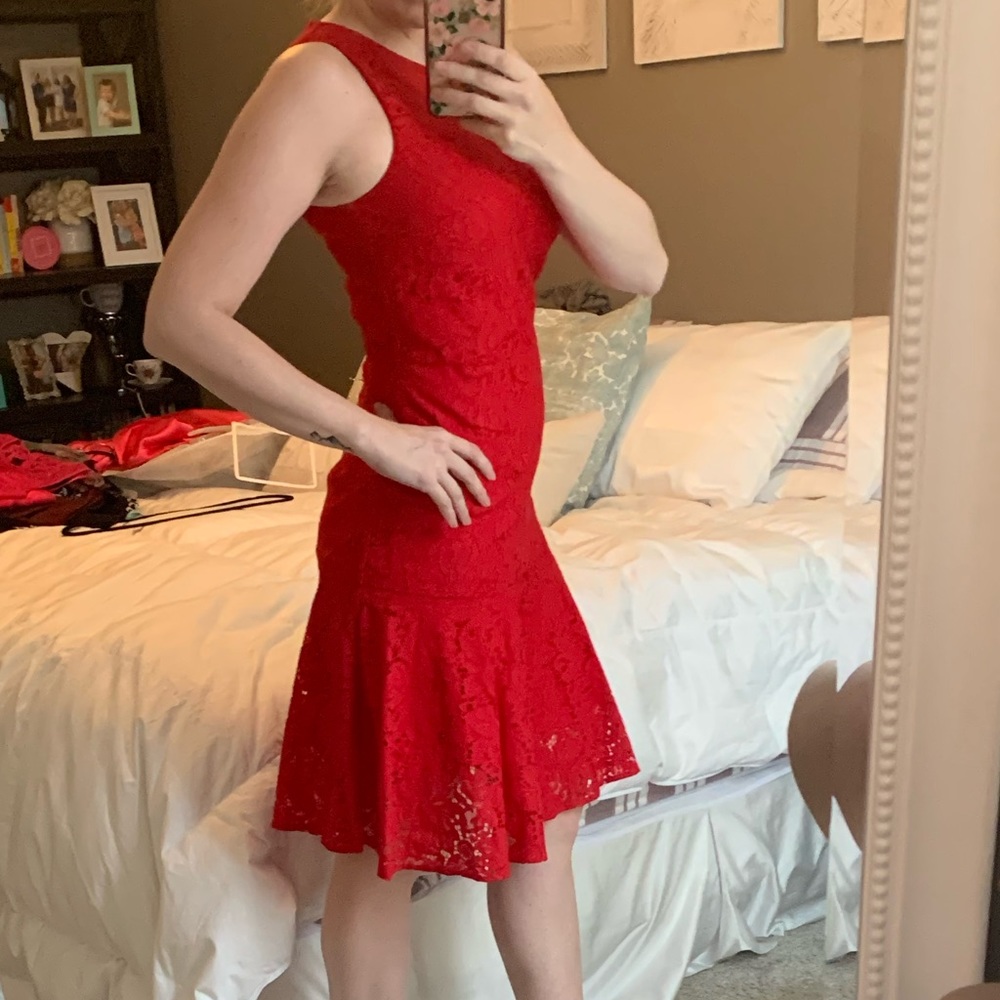 Red lace dress